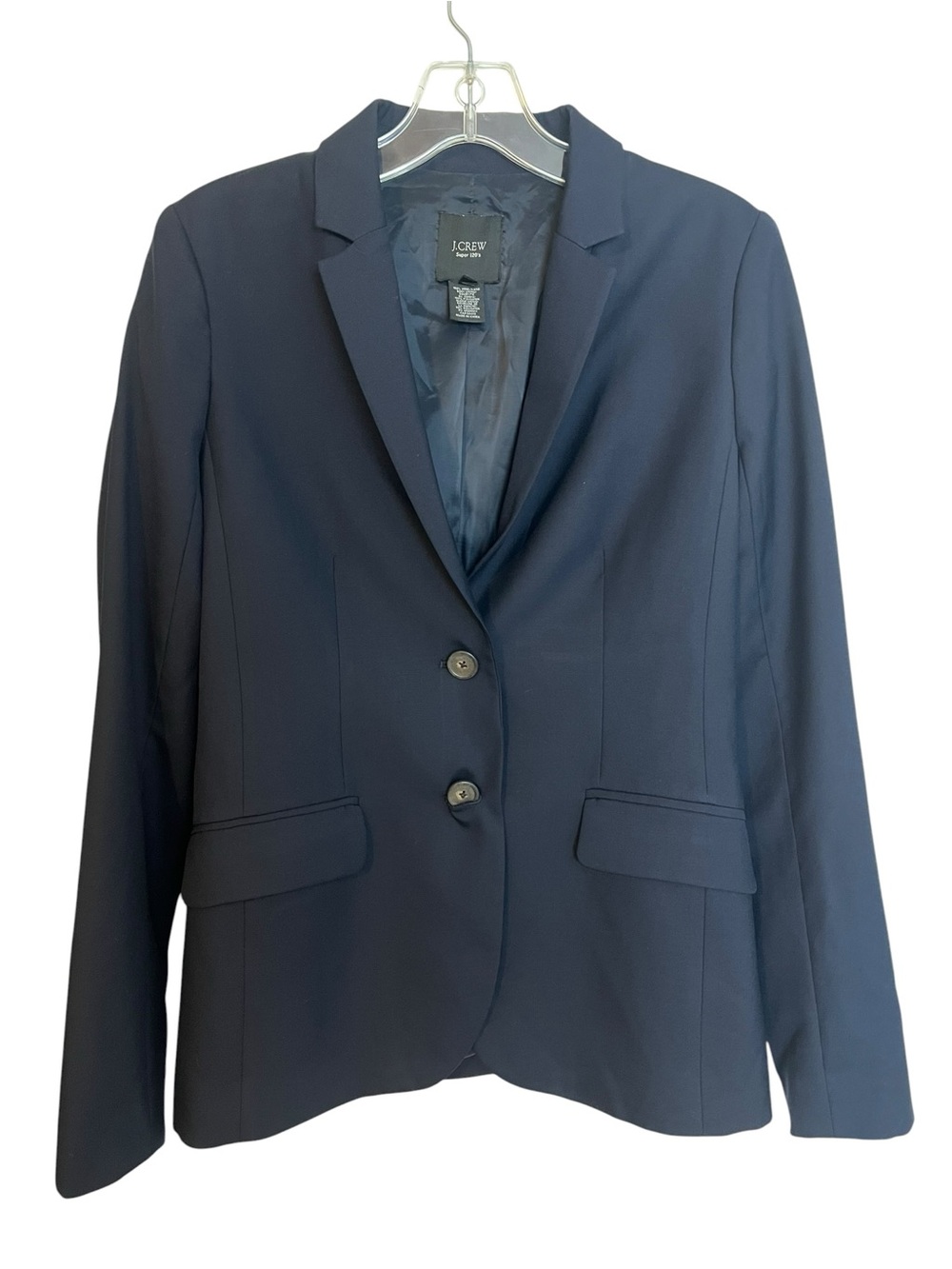 J.Crew Super 120s Wool Blazer Navy 6 Tall Two Button Tailored Career Workwear